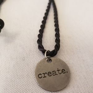 'Create' stainless steel charm necklace 18"